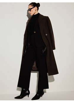 Mohito - Czekoladowy płaszcz z wełną - ciemnobrązowy ze sklepu Mohito w kategorii Płaszcze damskie - zdjęcie 188714226