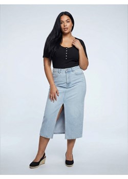 Sinsay - Jeansowa spódnica midi z rozcięciem plus size - niebieski ze sklepu Sinsay w kategorii Spódnice - zdjęcie 188715808