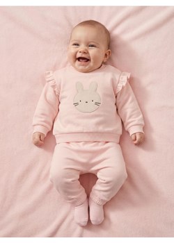 Sinsay - Bawełniany komplet dresowy z ozdobnymi falbankami - różowy ze sklepu Sinsay w kategorii Komplety niemowlęce - zdjęcie 188715885