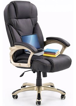 Biurowy Fotel Czarny Obrotowy Z Ekoskóry F1-P44 ze sklepu Edinos.pl w kategorii Krzesła biurowe - zdjęcie 188715898