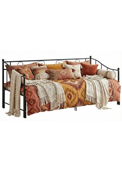 Czarne rozkładane łóżko metalowe 90x200 cm D1-F38 ze sklepu Edinos.pl w kategorii Łóżka i materace - zdjęcie 188715908