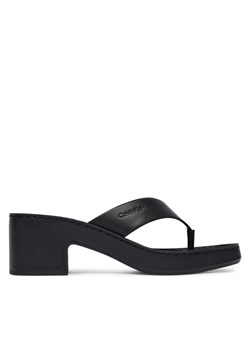 Japonki Calvin Klein Block Heel Sndl Thong Lth HW0HW02913 Czarny ze sklepu eobuwie.pl w kategorii Klapki damskie - zdjęcie 188716517