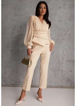 Beżowe Klasyczne Spodnie VICES Garniturowe High Waist Dimaia ze sklepu renee.pl w kategorii Spodnie damskie - zdjęcie 188718779