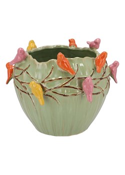 daan kromhout Doniczka "Bird" w kolorze zielonym ze wzorem - wys. 22 x Ø 28 cm ze sklepu Limango Polska w kategorii Doniczki i osłonki - zdjęcie 188719705