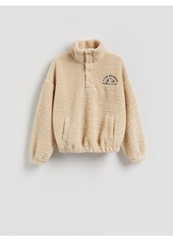Reserved - Bluza sherpa ze stójką - beżowy ze sklepu Reserved w kategorii Bluzy damskie - zdjęcie 188720318