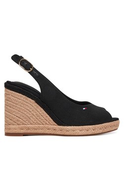 Espadryle Tommy Hilfiger Flag High Wedge Espad Slingback FW0FW09343 Czarny ze sklepu eobuwie.pl w kategorii Espadryle damskie - zdjęcie 188720417
