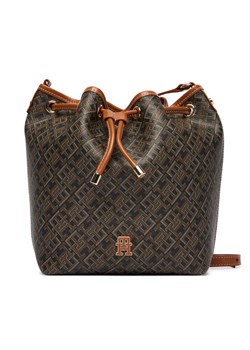 Torebka Tommy Hilfiger Th Monoplay Bucket Le AW0AW18847 Czarny ze sklepu eobuwie.pl w kategorii Torebki worki - zdjęcie 188720436