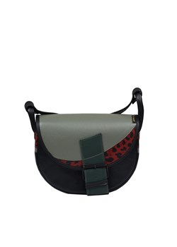 czarna z zieloną klapą damska torebka listonoszka skórzana na ramię F ze sklepu Słoń Torbalski w kategorii Listonoszki - zdjęcie 188721477