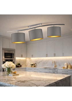 Srebrna listwa sufitowa w stylu skandynawskim CARTAGENA GOLD z 3 regulowanymi abażurami ze sklepu Lysne w kategorii Lampy sufitowe - zdjęcie 188722136