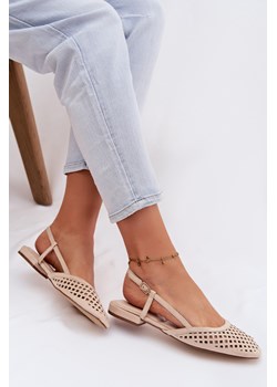 Eko Zamszowe Ażurowe Baleriny Beżowe Farivelle ze sklepu ZAZOO w kategorii Balerinki - zdjęcie 188722389
