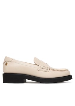 Loafersy Tommy Hilfiger Elettra Penny Leather FW0FW09360 Écru ze sklepu eobuwie.pl w kategorii Lordsy damskie - zdjęcie 188723228