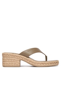 Calvin Klein Klapki Block Heel Espa 50 Thong Lth HW0HW02902 Brązowy ze sklepu MODIVO w kategorii Espadryle damskie - zdjęcie 188724355