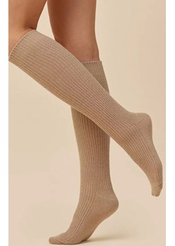 Prążkowane podkolanówki z wełną w kolorze latte SW073, Kolor latte, Rozmiar 35-38, Gabriella ze sklepu Intymna w kategorii Podkolanówki - zdjęcie 188726669