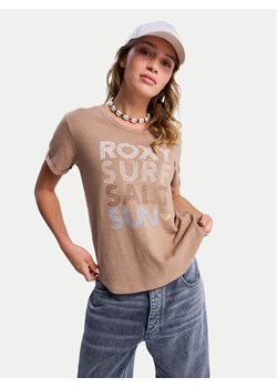 Roxy T-Shirt ERJZT06024 Brązowy Regular Fit ze sklepu MODIVO w kategorii Bluzki damskie - zdjęcie 188728705