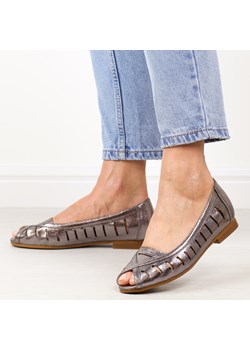 Srebrne pw ażurowe półbuty damskie Potocki 12392 ze sklepu suzana.pl w kategorii Półbuty damskie - zdjęcie 188729676