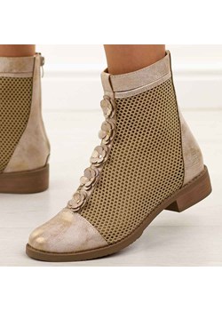 Złote wiosenne ażurowe botki damskie Jezzi Asa62-130 ze sklepu suzana.pl w kategorii Botki - zdjęcie 188729788