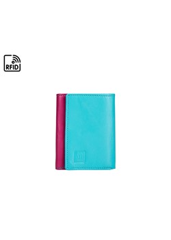 różowo-zielono-niebieski mały portfel skórzany z wyciaganym etui na w ze sklepu Słoń Torbalski w kategorii Portfele damskie - zdjęcie 188729917