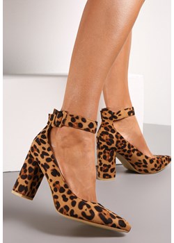 Brązowe Czółenka na Słupku z Paskiem wokół Kostki Agamara ze sklepu born2be.pl w kategorii Czółenka - zdjęcie 188729969