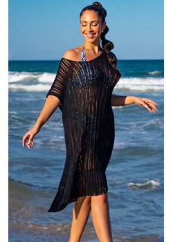 Ażurowa sukienka narzutka w stylu boho czarna Primo 217 x Fobya, Kolor czarny, Rozmiar uniwersalny, Primo ze sklepu Primodo w kategorii Sukienki - zdjęcie 188732916