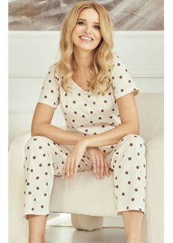 Bawełniana piżama damska 3530 Nita, Kolor kremowo-brązowy, Rozmiar S, Taro ze sklepu Primodo w kategorii Piżamy damskie - zdjęcie 188732938