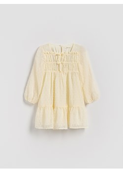 Reserved - Sukienka z kwadratowym dekoltem - kremowy ze sklepu Reserved w kategorii Sukienki dziewczęce - zdjęcie 188733567