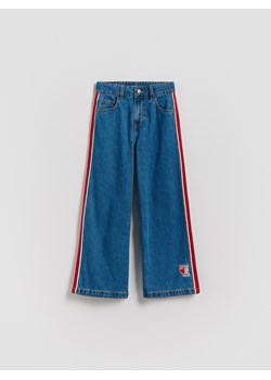 Reserved - Jeansy super wide leg z lampasami - niebieski ze sklepu Reserved w kategorii Spodnie dziewczęce - zdjęcie 188733587