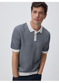 Reserved - Bawełniany sweter polo - granatowy ze sklepu Reserved w kategorii Swetry męskie - zdjęcie 188733738