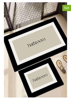 Mijolnir Dywaniki łazienkowe (2 szt.) w kolorze beżowo-biało-czarnym ze sklepu Limango Polska w kategorii Akcesoria łazienkowe - zdjęcie 188738349