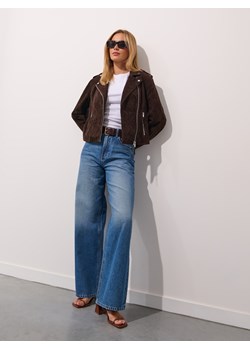 Mohito - Skórzana brązowa ramoneska - ciemnobrązowy ze sklepu Mohito w kategorii Kurtki damskie - zdjęcie 188746875