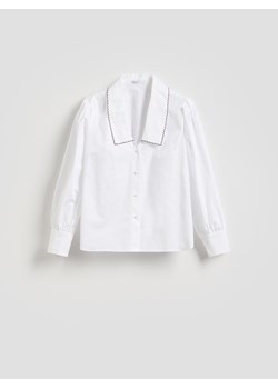 Reserved - Bawełniana koszula z kołnierzykiem - biały ze sklepu Reserved w kategorii Bluzki damskie - zdjęcie 188747298