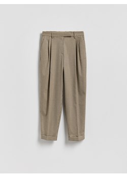 Reserved - Spodnie w drobną kratę - brązowy ze sklepu Reserved w kategorii Spodnie damskie - zdjęcie 188747347