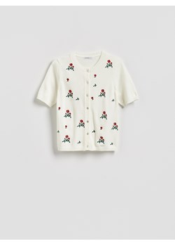 Reserved - Kardigan z krótkim rękawem - złamana biel ze sklepu Reserved w kategorii Swetry damskie - zdjęcie 188747368