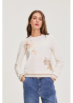 Bawełniana bluzka z nadrukiem biała ze sklepu Moodo.pl w kategorii Bluzki damskie - zdjęcie 188747466