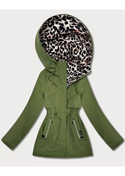 Dwustronna kurtka parka Goodlookin zielona panterka (KK60424-2#) ze sklepu goodlookin.pl w kategorii Płaszcze damskie - zdjęcie 188749037