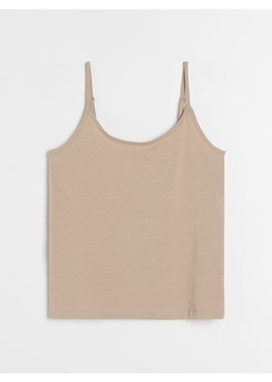 Sinsay - Bawełniana koszulka na ramiączkach - beżowy ze sklepu Sinsay w kategorii Podkoszulki i halki - zdjęcie 188749926