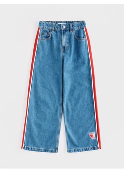 Reserved - Jeansy super wide leg z lampasami - niebieski ze sklepu Reserved w kategorii Spodnie dziewczęce - zdjęcie 188751705