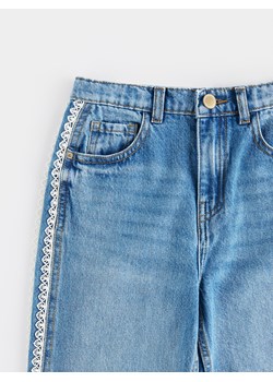 Reserved - Jeansy straight z lampasami - niebieski ze sklepu Reserved w kategorii Spodnie dziewczęce - zdjęcie 188751718