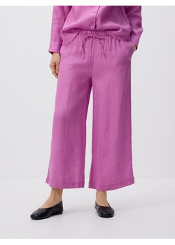 Reserved - Lniane spodnie z wiązaniem - fioletowy ze sklepu Reserved w kategorii Spodnie damskie - zdjęcie 188753476