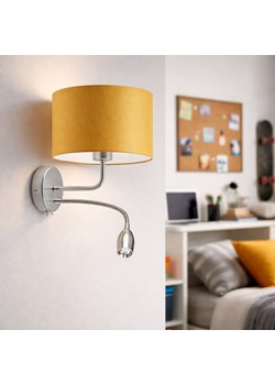 Musztardowy kinkiet ścienny 2 punktowy do salonu CAPRI z dodatkowym panelem LED regulowanym ze sklepu Lysne w kategorii Lampy ścienne - zdjęcie 188754739
