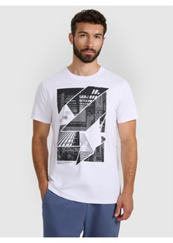 Męski t-shirt z nadrukiem 4F 4FWAW25TTSHM3135 - biały ze sklepu Sportstylestory.com w kategorii T-shirty męskie - zdjęcie 188755026