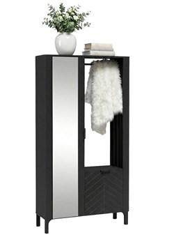 Czarna nowoczesna garderoba z lustem A1-A11 ze sklepu Edinos.pl w kategorii Zestawy mebli do przedpokoju - zdjęcie 188755266