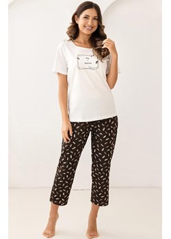 Bawełniana piżama damska ecru 733, Kolor ecru-brązowy, Rozmiar M, Regina ze sklepu Primodo w kategorii Piżamy damskie - zdjęcie 188756336