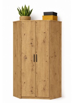 Narożna szafa na ubrania z półkami dąb artisan N5-K05 ze sklepu Edinos.pl w kategorii Szafy - zdjęcie 188757168