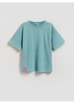 Reserved - T-shirt z efektem sprania - jasnoturkusowy ze sklepu Reserved w kategorii Bluzki dziewczęce - zdjęcie 188759405