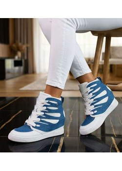 Wygodne trampki na koturnie Baby Blue /C4-3 18048 T284/ ze sklepu Pantofelek24.pl w kategorii Botki - zdjęcie 188761747