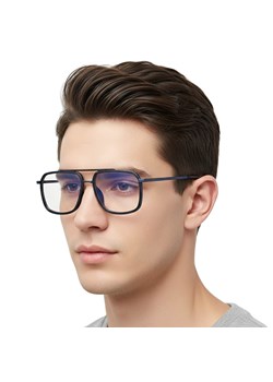 Gotowe pilotki okulary zerówki do komputera z filtrem BLUE Light 25120E granatowo/czarny ze sklepu Stylion w kategorii Okulary zerówki męskie - zdjęcie 188762418