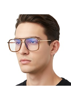 Gotowe pilotki okulary zerówki do komputera z filtrem BLUE Light 25120F brąz/złoty ze sklepu Stylion w kategorii Okulary zerówki męskie - zdjęcie 188762419