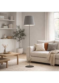Skandynawska lampa podłogowa do czytania w salonie SURAT z szarym abażurem ze sklepu Lysne w kategorii Lampy podłogowe - zdjęcie 188762487