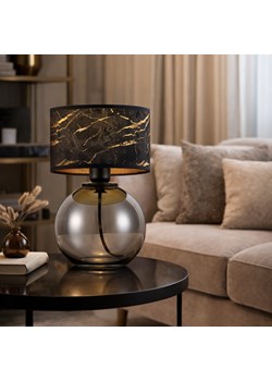 Dekoracyjna lampa stołowa ze szkła LUTON MARMUR z abażurem ze sklepu Lysne w kategorii Lampy stołowe - zdjęcie 188762538