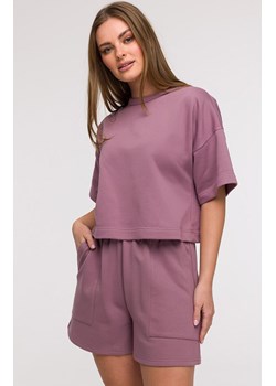 Bluza damska oversize z krótkimi rękawami wrzosowa B294, Kolor wrzosowy, Rozmiar 2XL/3XL, BeWear ze sklepu Primodo w kategorii Bluzy damskie - zdjęcie 188764156